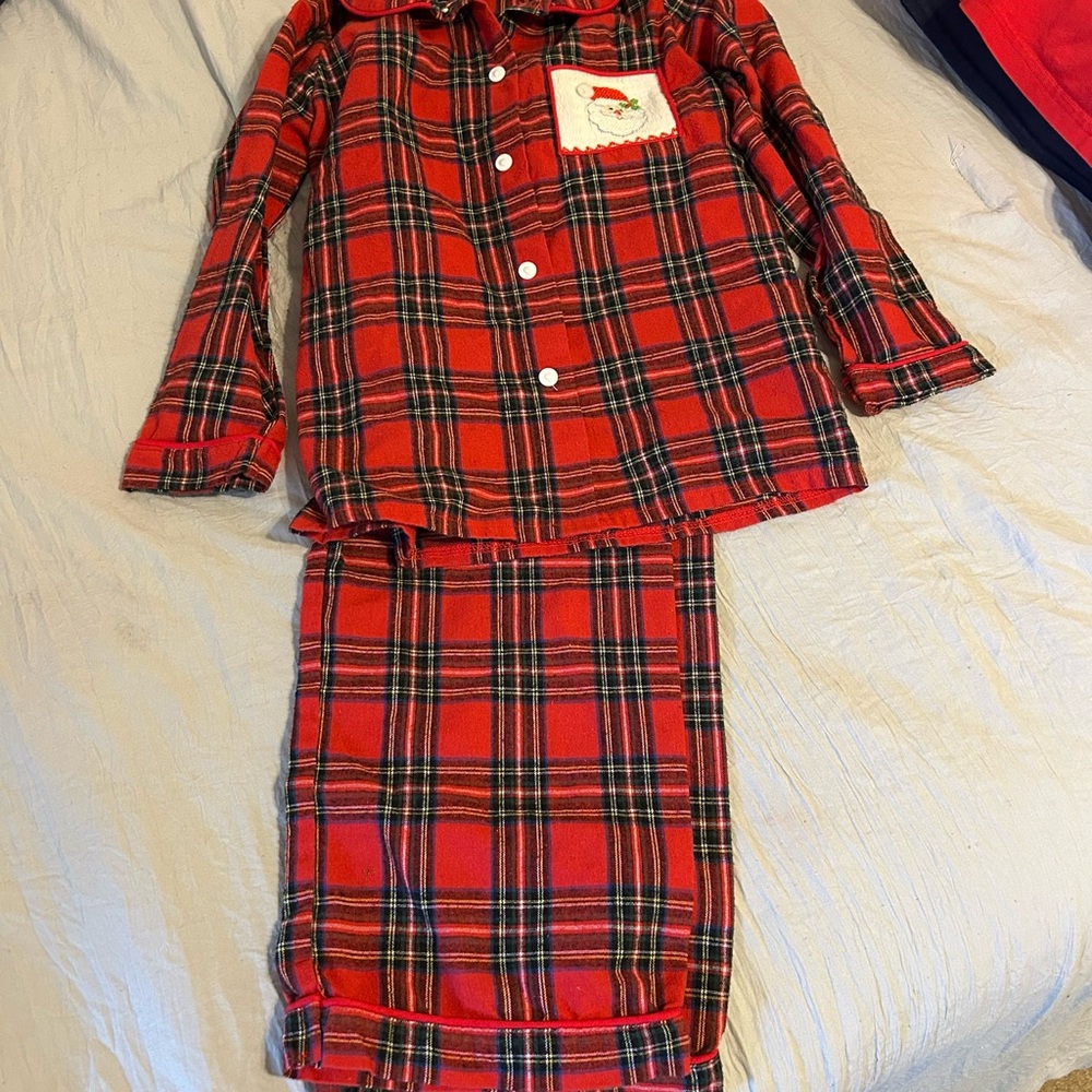 Southern Smocked Red Plaid Kids Christmas Pajama Set
